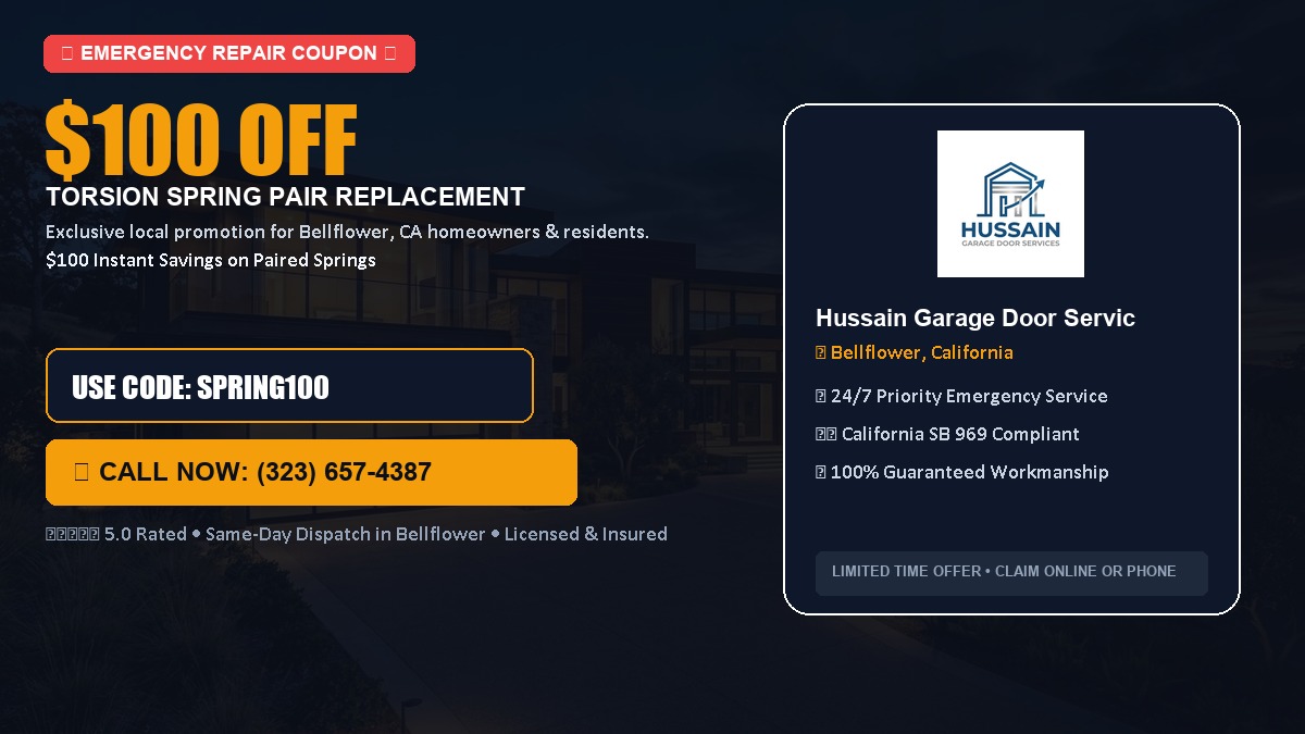 $100 OFF Heavy-Duty Torsion Spring Pair Replacement in Bellflower, CA